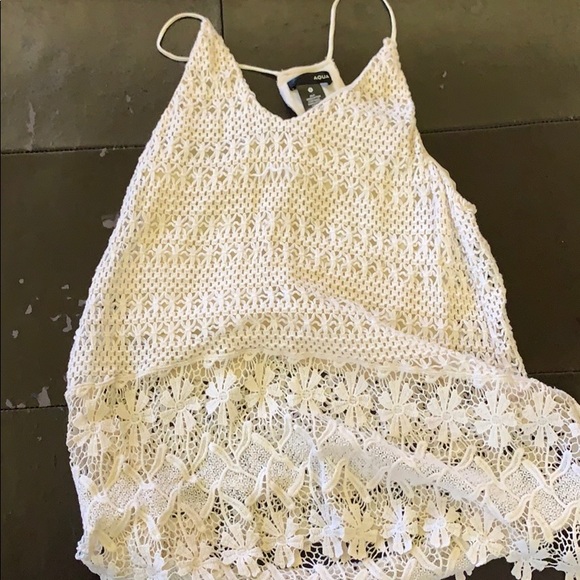 AQUA CROTCHET TANK TOP - Picture 1 of 3